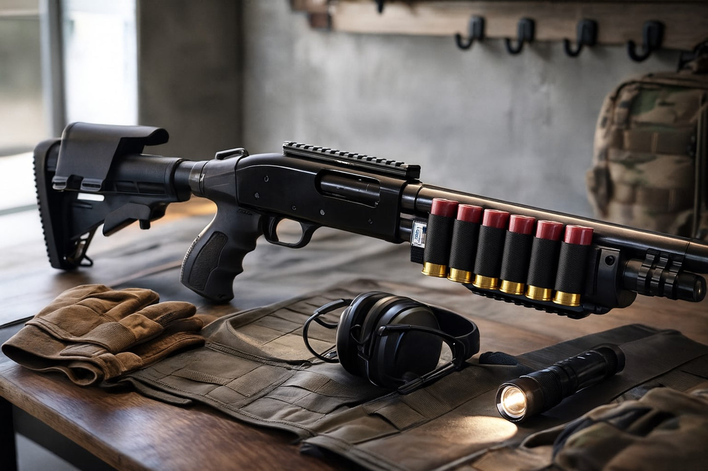 Adjustable Stock Rear Grip Combo With Butt Pad Compatible With Mossberg 590 A1 12-Gauge.