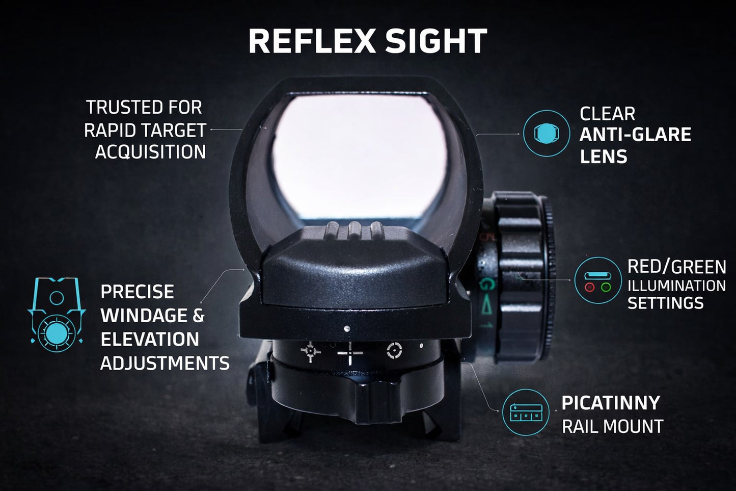 Tactical Reflex Sight with Red & Green Reticle – Picatinny Rail Compatible