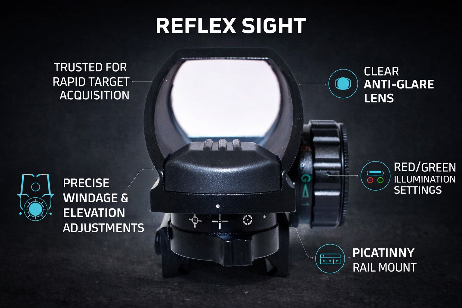 Tactical Reflex Sight with Red & Green Reticle – Picatinny Rail Compatible