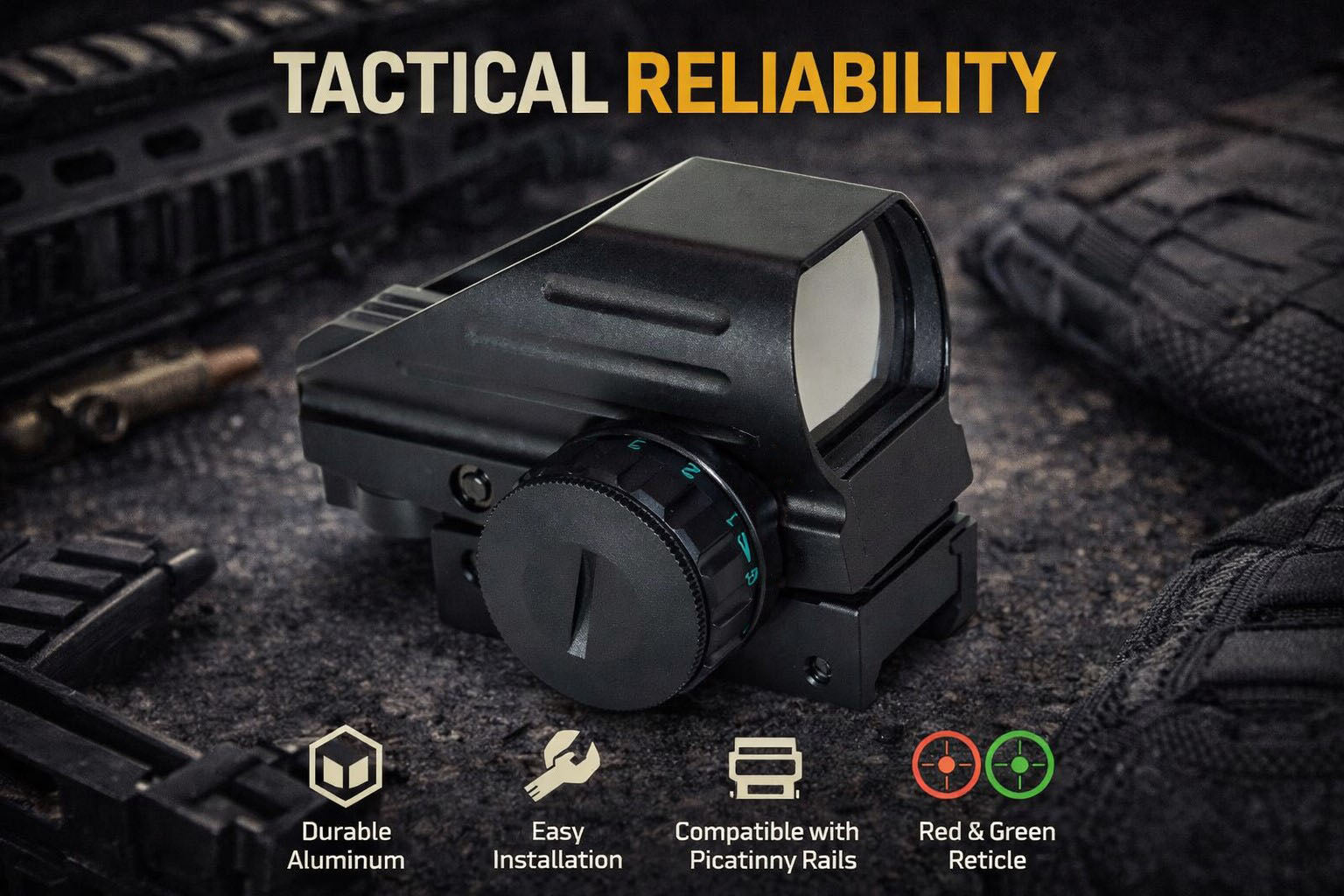 Tactical Reflex Sight with Red & Green Reticle – Picatinny Rail Compatible