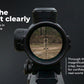 Targeting scope with clear view of target on a dark background