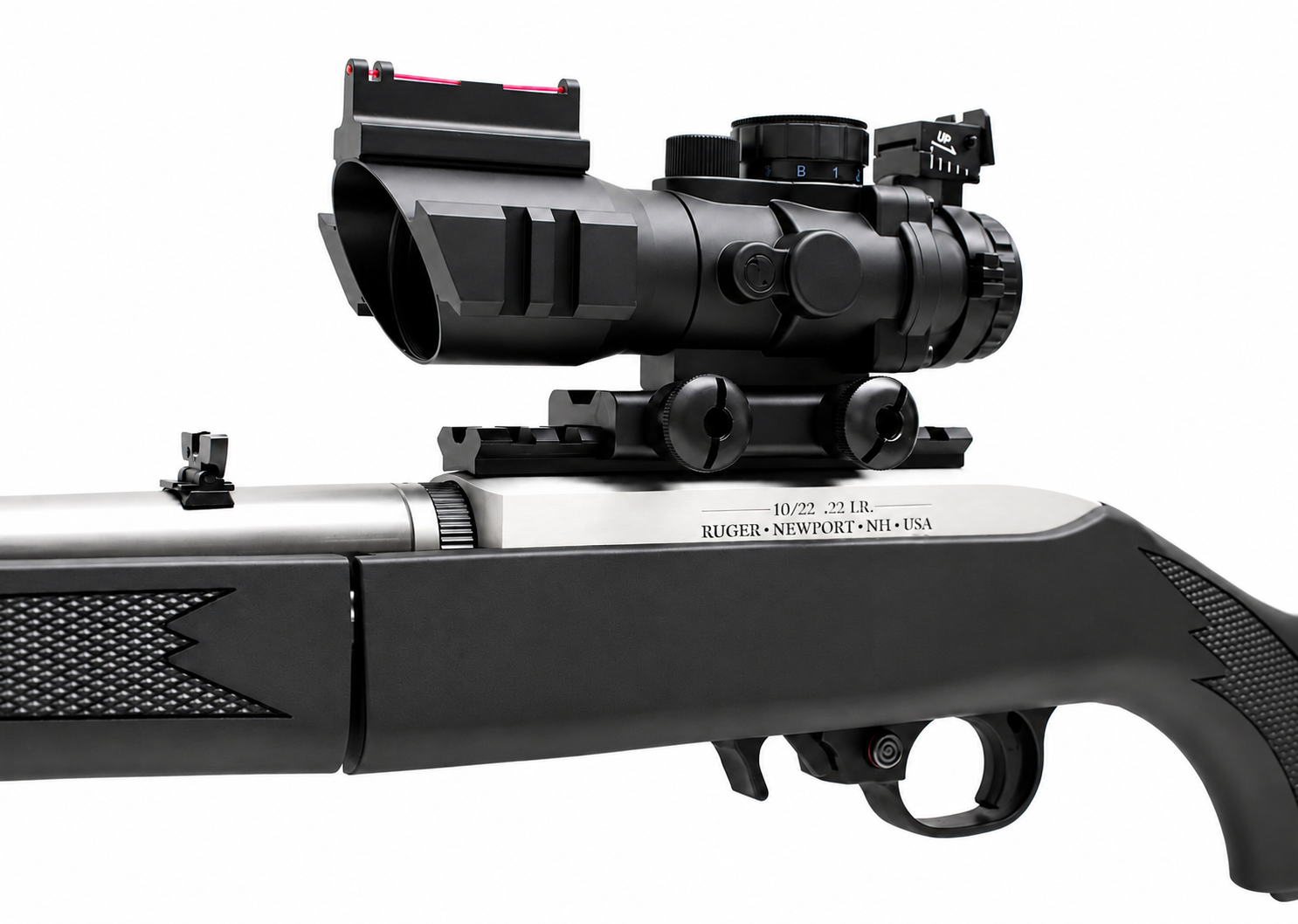 4x32 Tri-Color Mil-Dot Scope & Picatinny Mount Combo Compatible With Ruger 10/22