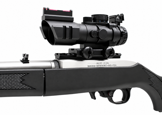 4x32 Tri-Color Mil-Dot Scope & Picatinny Mount Combo Compatible With Ruger 10/22
