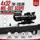 4x32 Tri-Color Mil-Dot Scope & Picatinny Mount Combo Compatible With Ruger 10/22