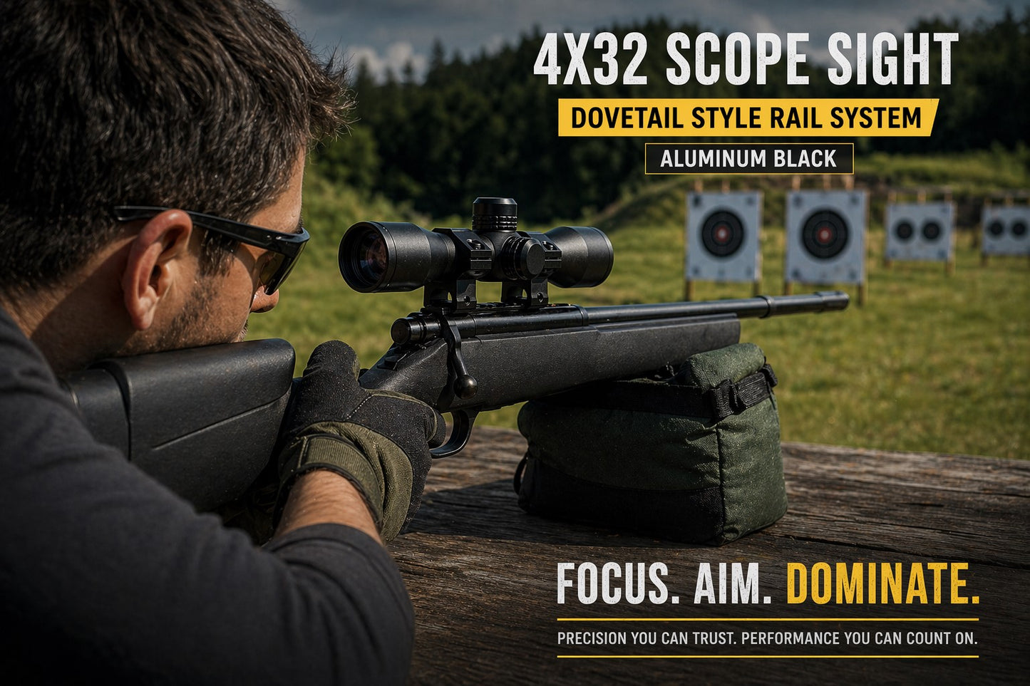 Crosman RepeatAir 1077 4x32 Scope Sight Dovetail 11mm Rail Mil-Dot Aluminum Black w/ Rings