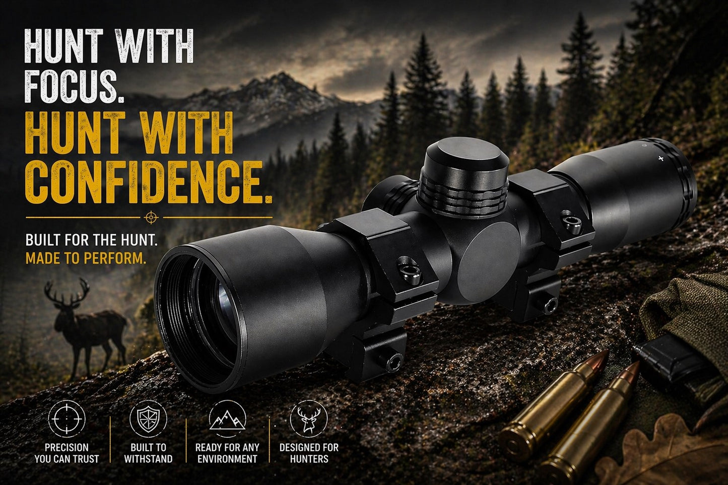 Crosman RepeatAir 1077 4x32 Scope Sight Dovetail 11mm Rail Mil-Dot Aluminum Black w/ Rings