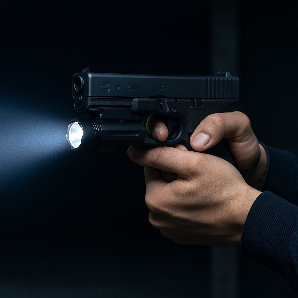 180 Lumen Flashlight Aluminum Black Compatible With Picatinny rails.