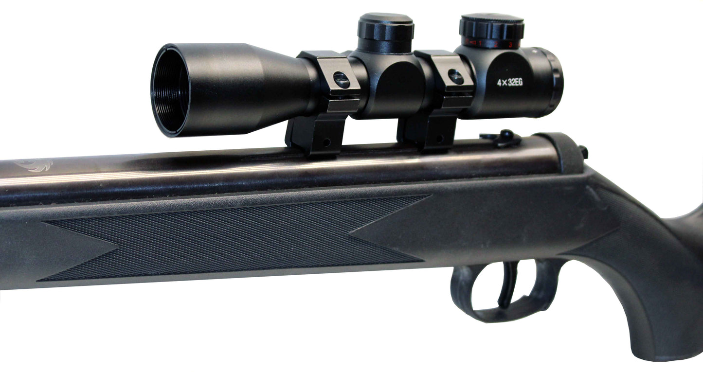 4X32 Compact Scope with Red/Green Reticle compatible with Umarex Canex CO2 Pellet Rifle.