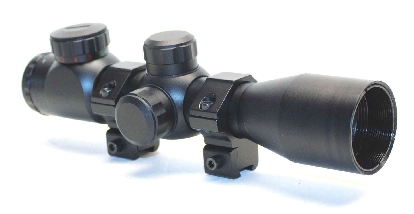 4X32 Compact Scope with Red/Green Reticle compatible with Umarex Canex CO2 Pellet Rifle.