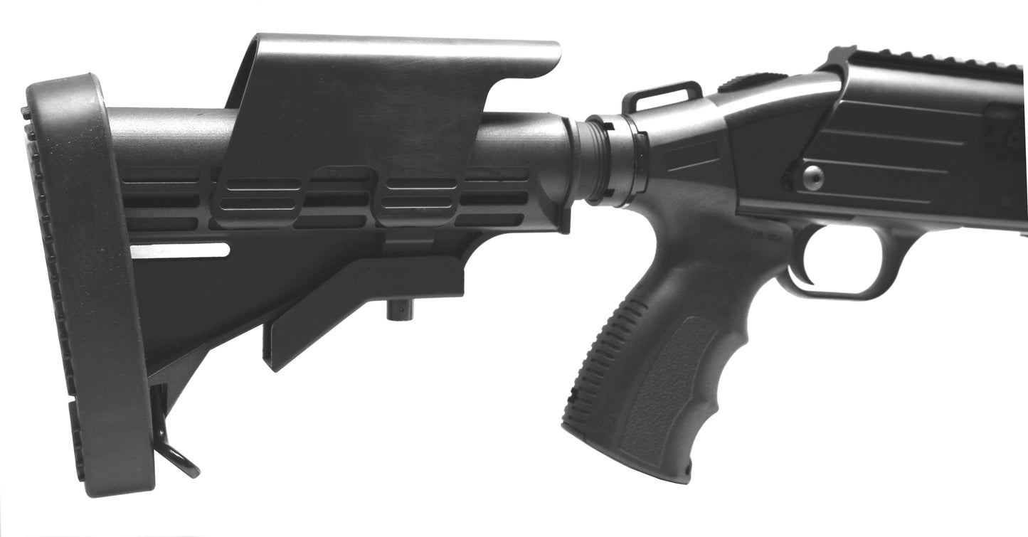 Tactical Adjustable Stock Pistol Grip Combo With Butt Pad Compatible With Mossberg Maverick 88 12 Gauge.