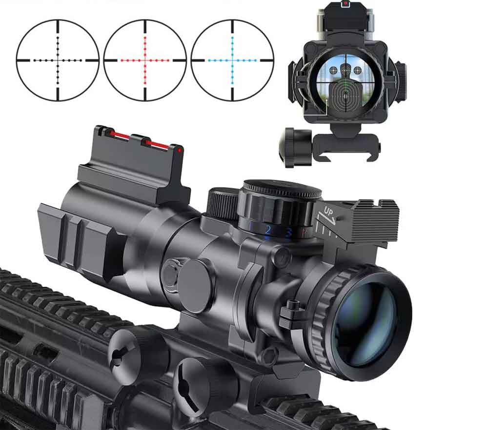 4X32 Tactical Scope sight with Red/Green/Blue Mildot Reticle