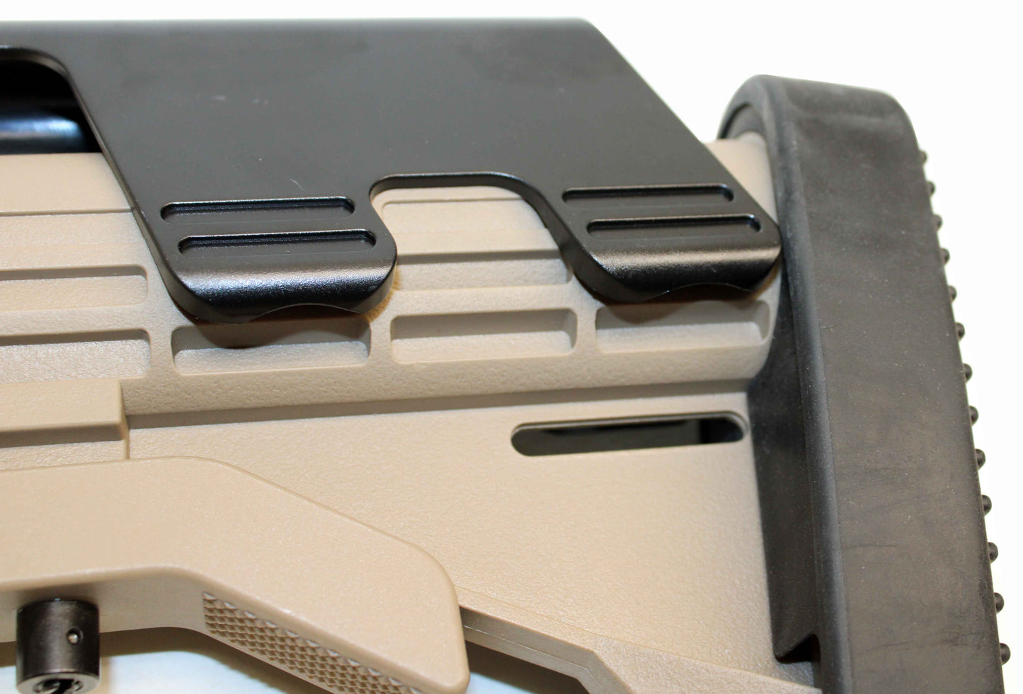 Tactical Adjustable Stock Tan Pistol Grip Black Combo With Butt Pad Compatible With Mossberg 590 12 gauge pump.