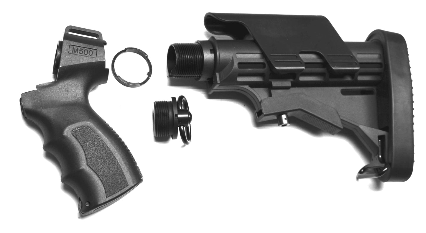Tactical Adjustable Stock Pistol Grip Combo With Butt Pad Compatible With Mossberg Maverick 88 12 Gauge.
