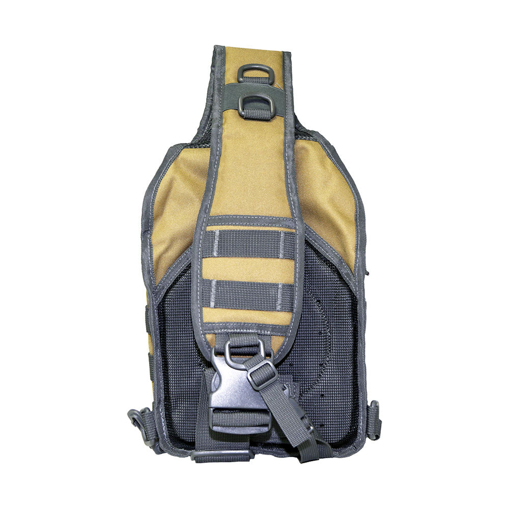 Sling Utility Bag/ Tan with Gray Trim.