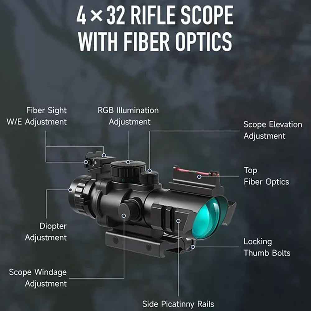Ruger Model 14 rifle scope sight and rail combo aluminum black hunting accessories.