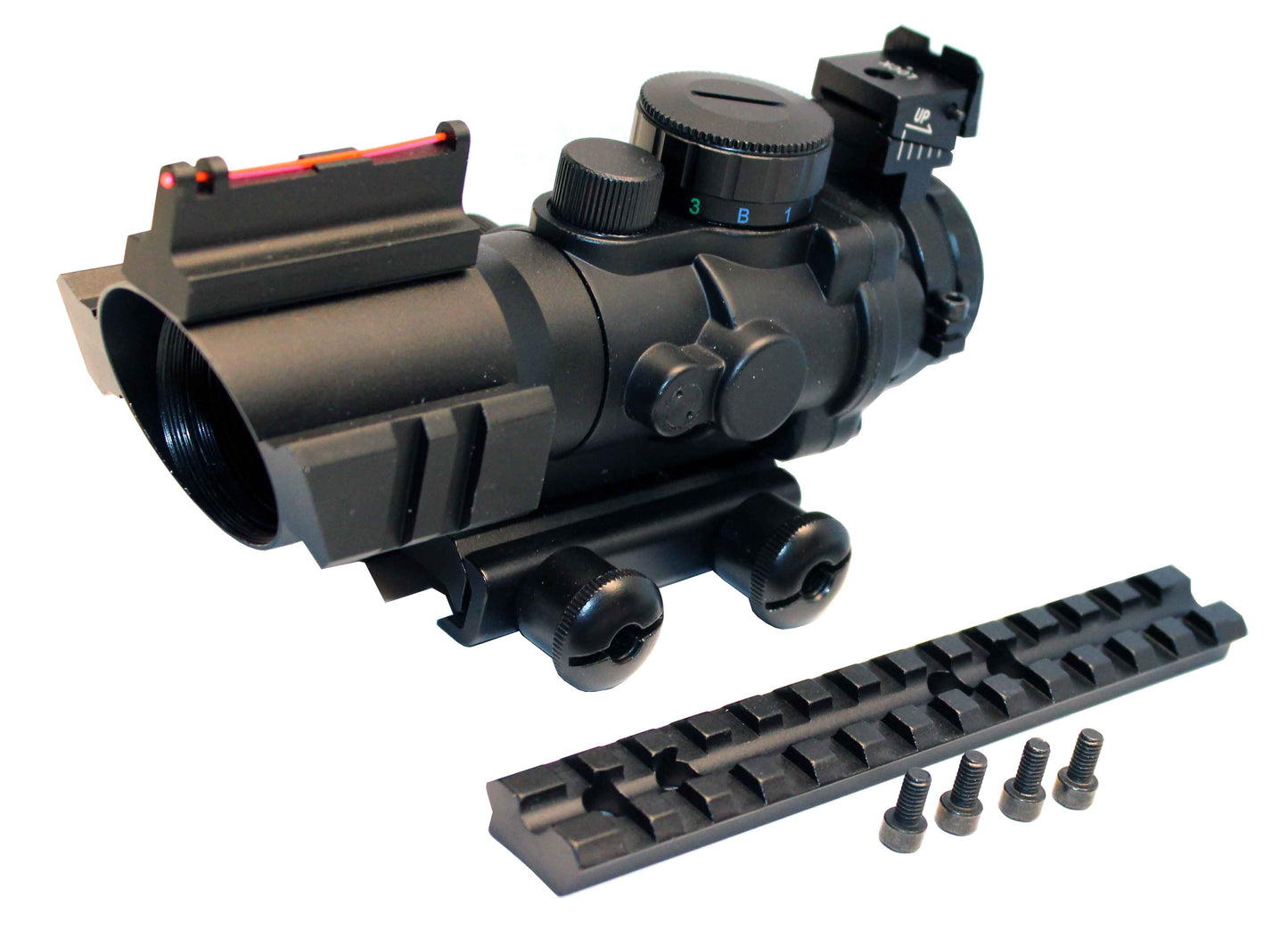 4X32 Tactical Scope sight with Red/Green/Blue Mildot Reticle for Mossberg 590a1 12 gauge.