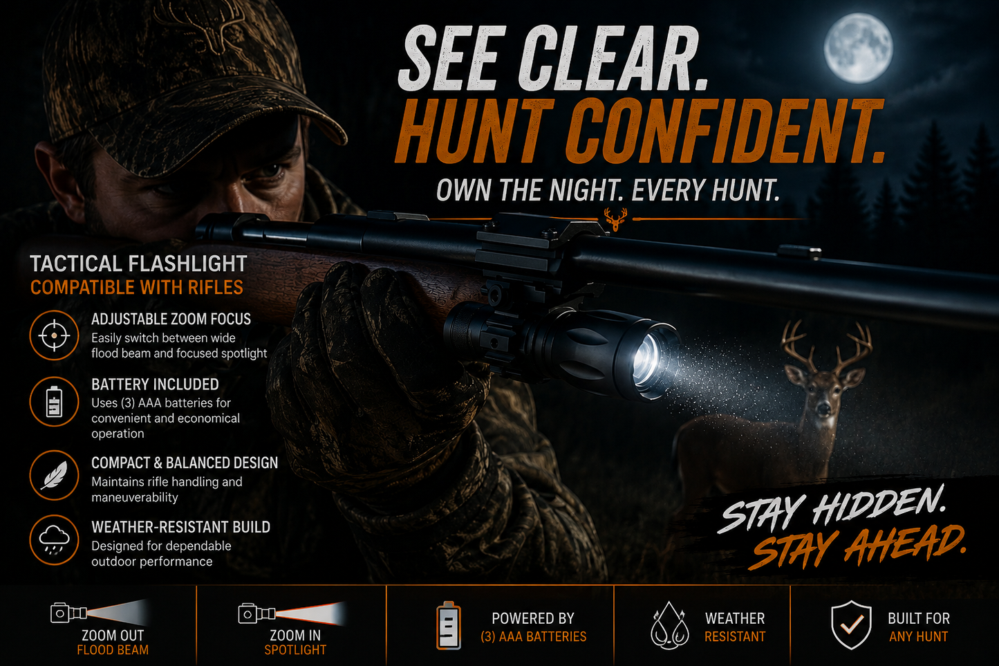 Tactical 1000 Lumen Flashlight with Picatinny Mount Compatible with Henry U.S. Survival Rifle – Hunting & Home Defense Light Kit