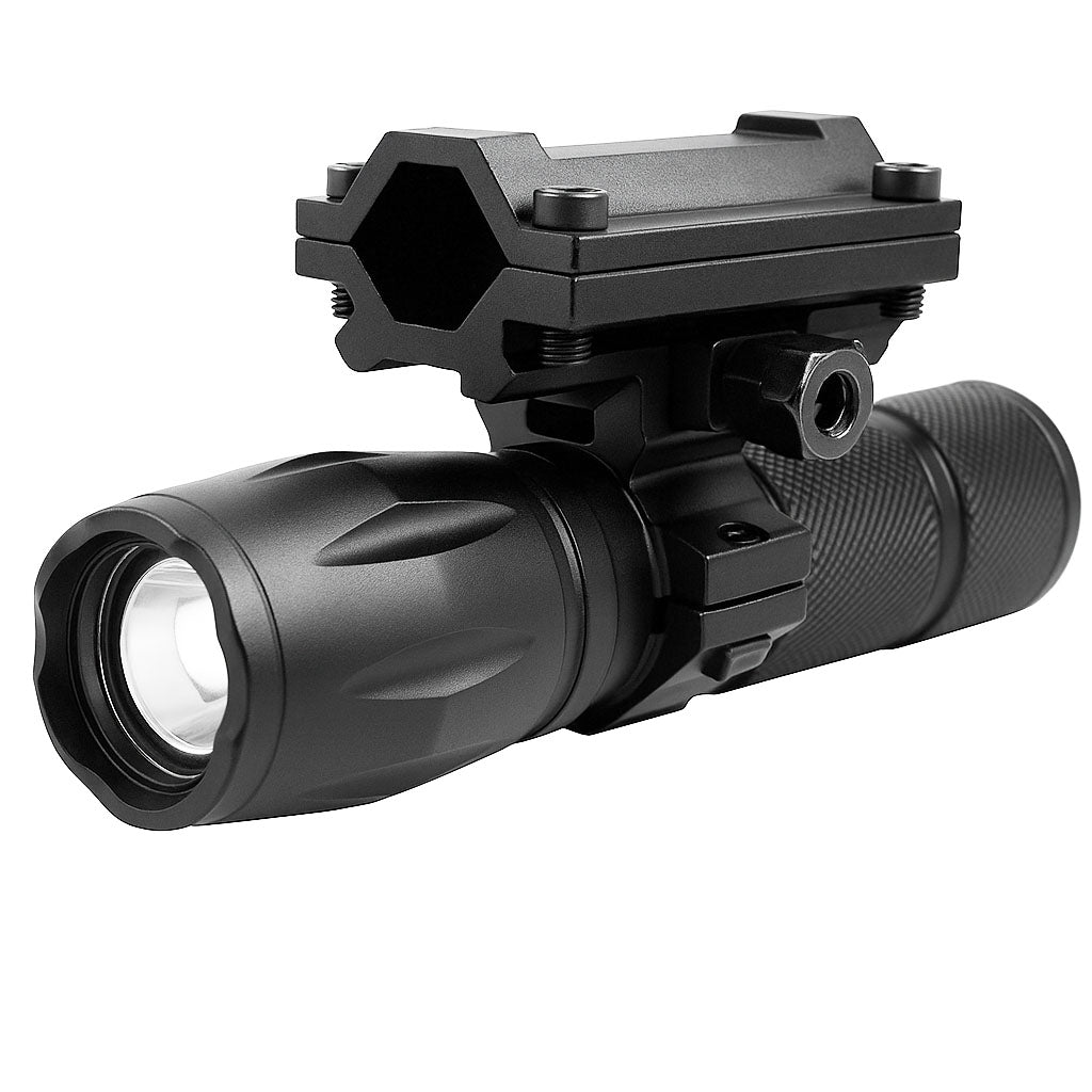 Tactical 1000 Lumen Rifle Flashlight with Picatinny Rail & Barrel Mount for Hunting & Home Defense