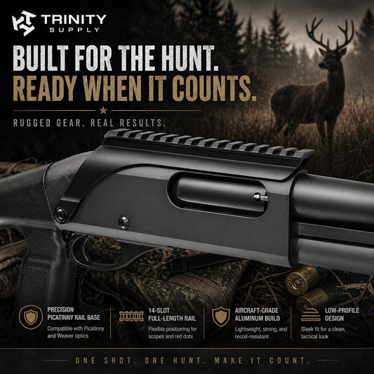 TRINITY Saddle Mount Picatinny Rail Base for Remington 870 & H&R Pardner 12 Gauge