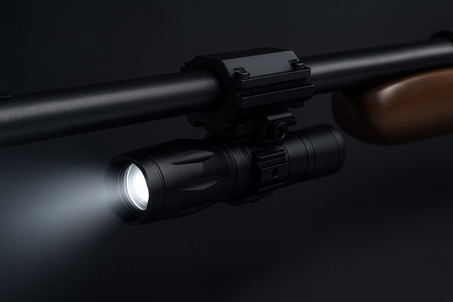Tactical 1000 Lumen Rifle Flashlight with Picatinny Rail & Barrel Mount for Hunting & Home Defense