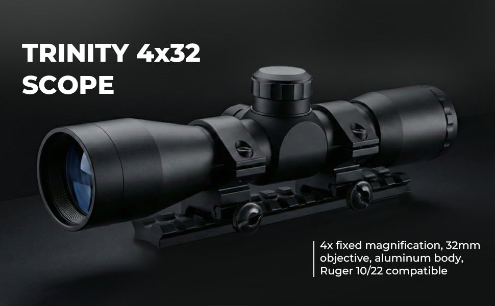 TRINITY 4x32 Mil-Dot Scope Compatible with Mossberg 590 12 Gauge Pump Shotgun Picatinny Rail Base Mount Tactical Hunting Optic