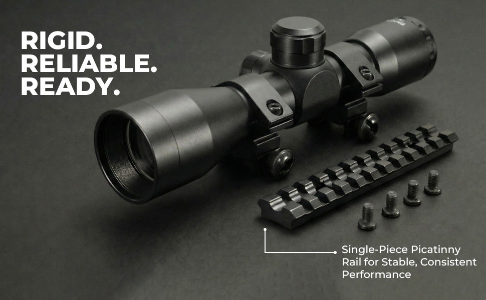 Ruger 10/22 Scope Combo – 4x32 Mil-Dot Scope with Picatinny Rail Base Mount, Aluminum Black