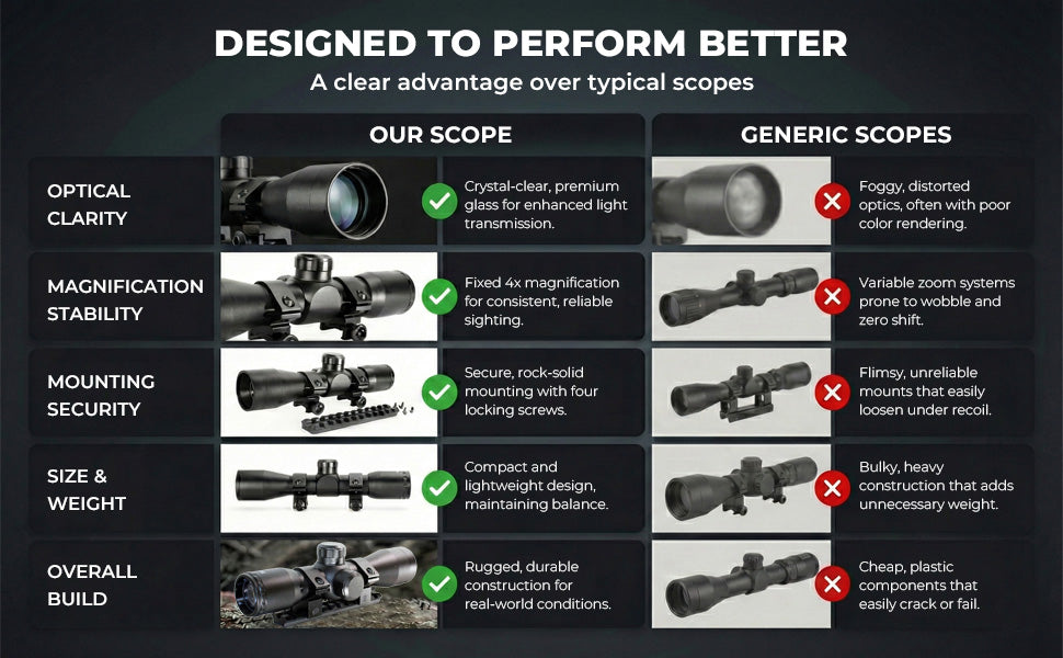 Ruger 10/22 Scope Combo – 4x32 Mil-Dot Scope with Picatinny Rail Base Mount, Aluminum Black