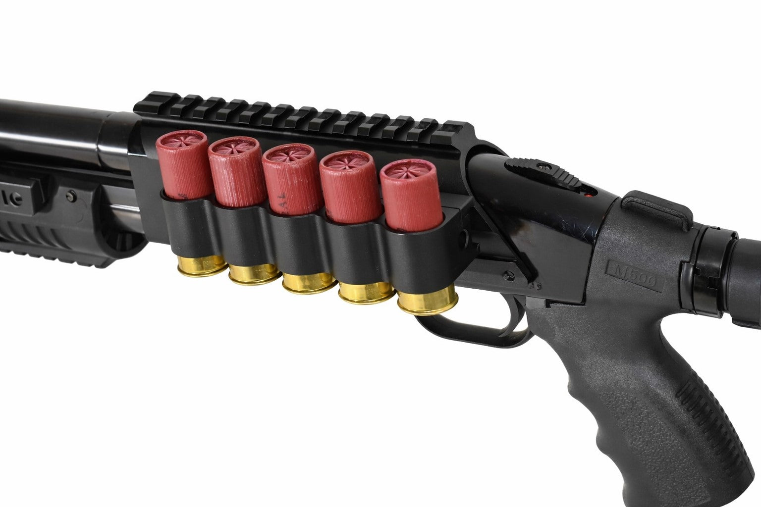 Aluminum Saddle Mount With Shell Holder For Mossberg Maverick 88 12-Gauge Pump.