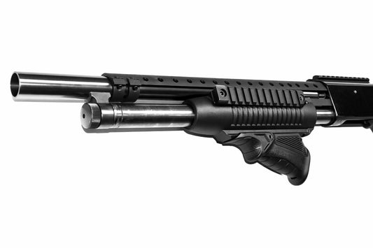 Handguard With picatinny rails and angled foregrip compatible with Mossberg 500 Maverick 88 12-Gauge.