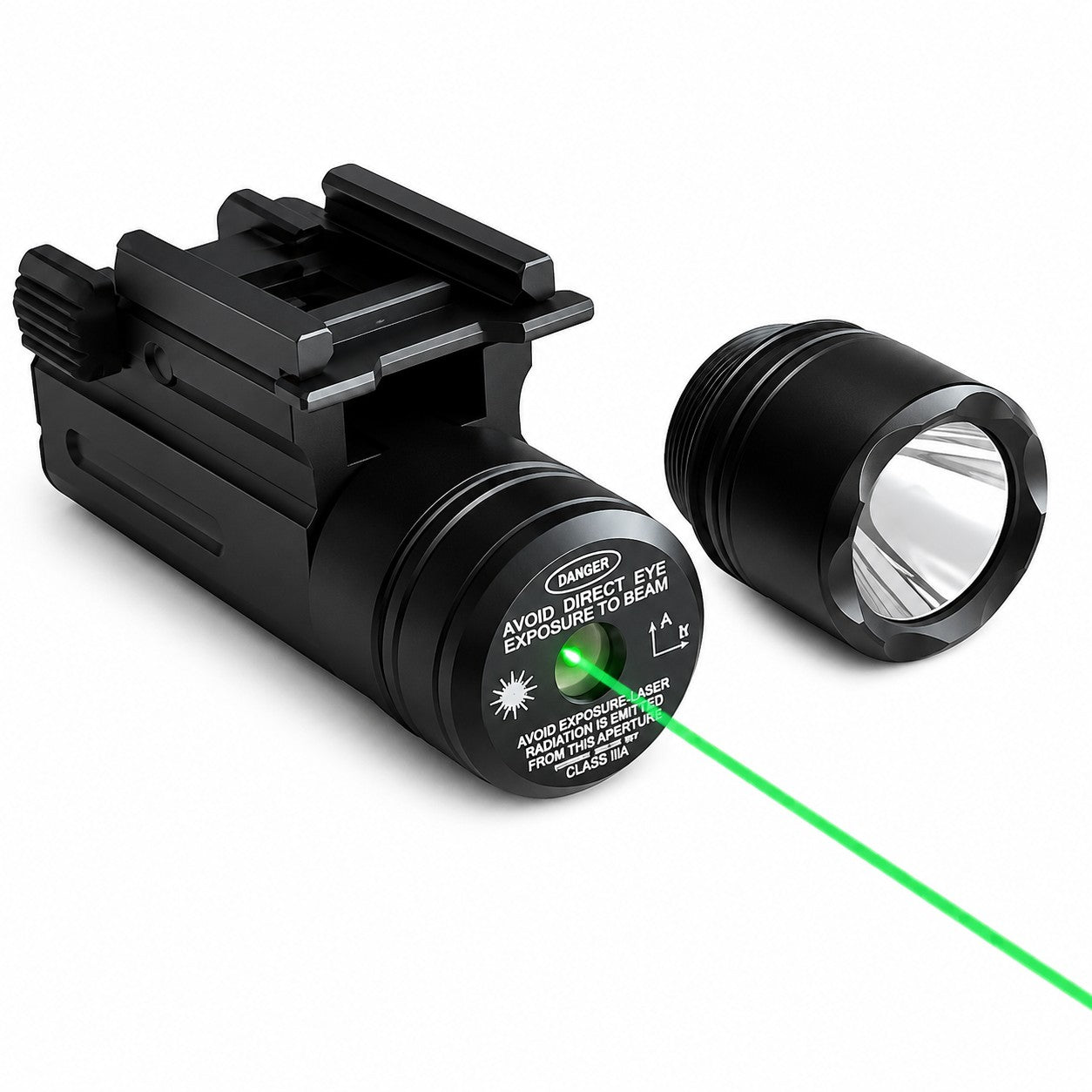 180 Lumen Flashlight & Green Laser Combo for Picatinny Rail Black
