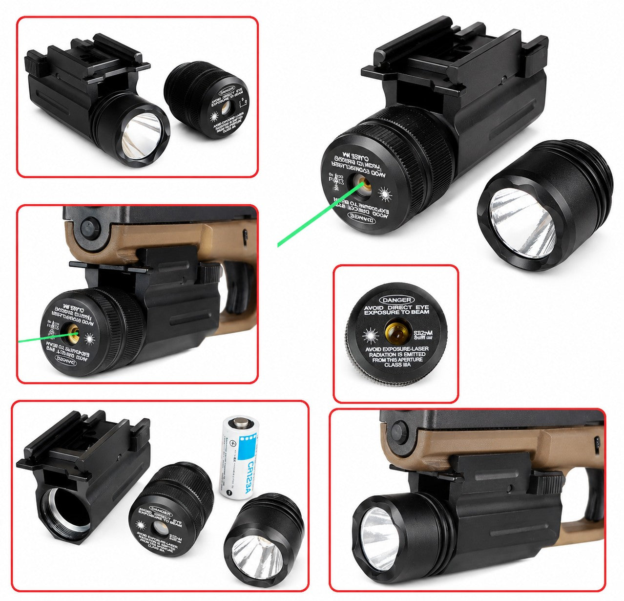 180 Lumen Flashlight & Green Laser Combo for Picatinny Rail Black