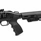 A black tactical shotgun with a handguard, pistol grip, and adjustable stock, shown in profile against a white background.