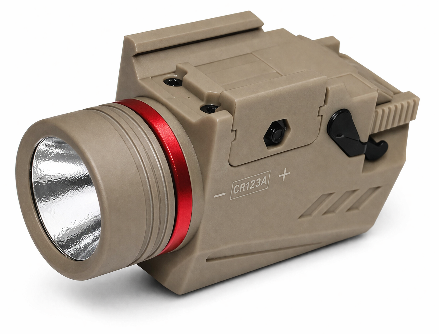 300 Lumen Tactical Flashlight with Red Laser Combo – Picatinny Rail Compatible (Tan)
