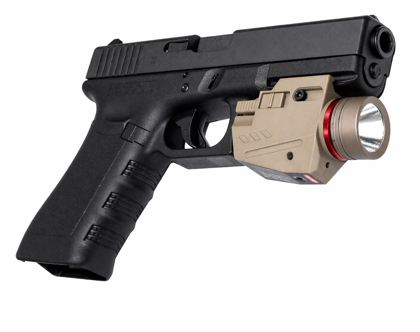 300 Lumen Tactical Flashlight with Red Laser Combo – Picatinny Rail Compatible (Tan)