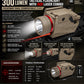 300 Lumen Tactical Flashlight with Red Laser Combo – Picatinny Rail Compatible (Tan)
