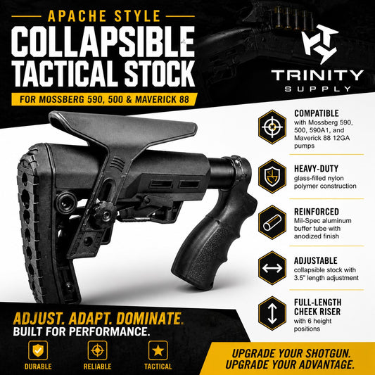Apache Style Collapsible Tactical Stock for Mossberg 590, 500 & Maverick 88