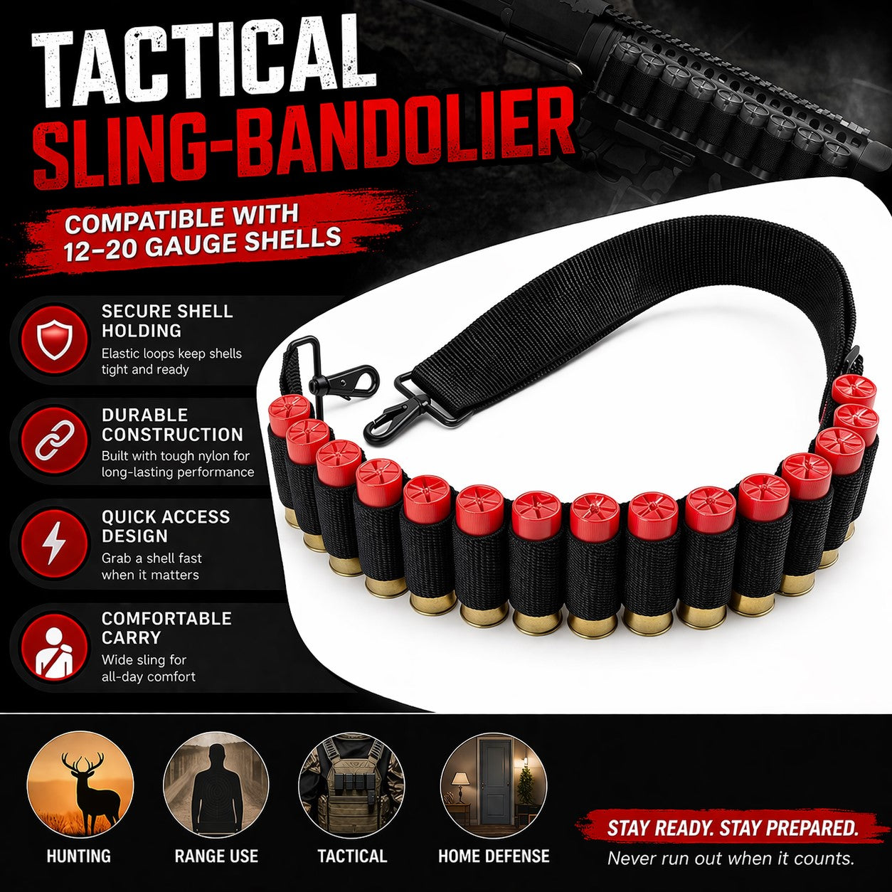 15 Round Bandolier Shotgun Sling For Winchester SXP Defender