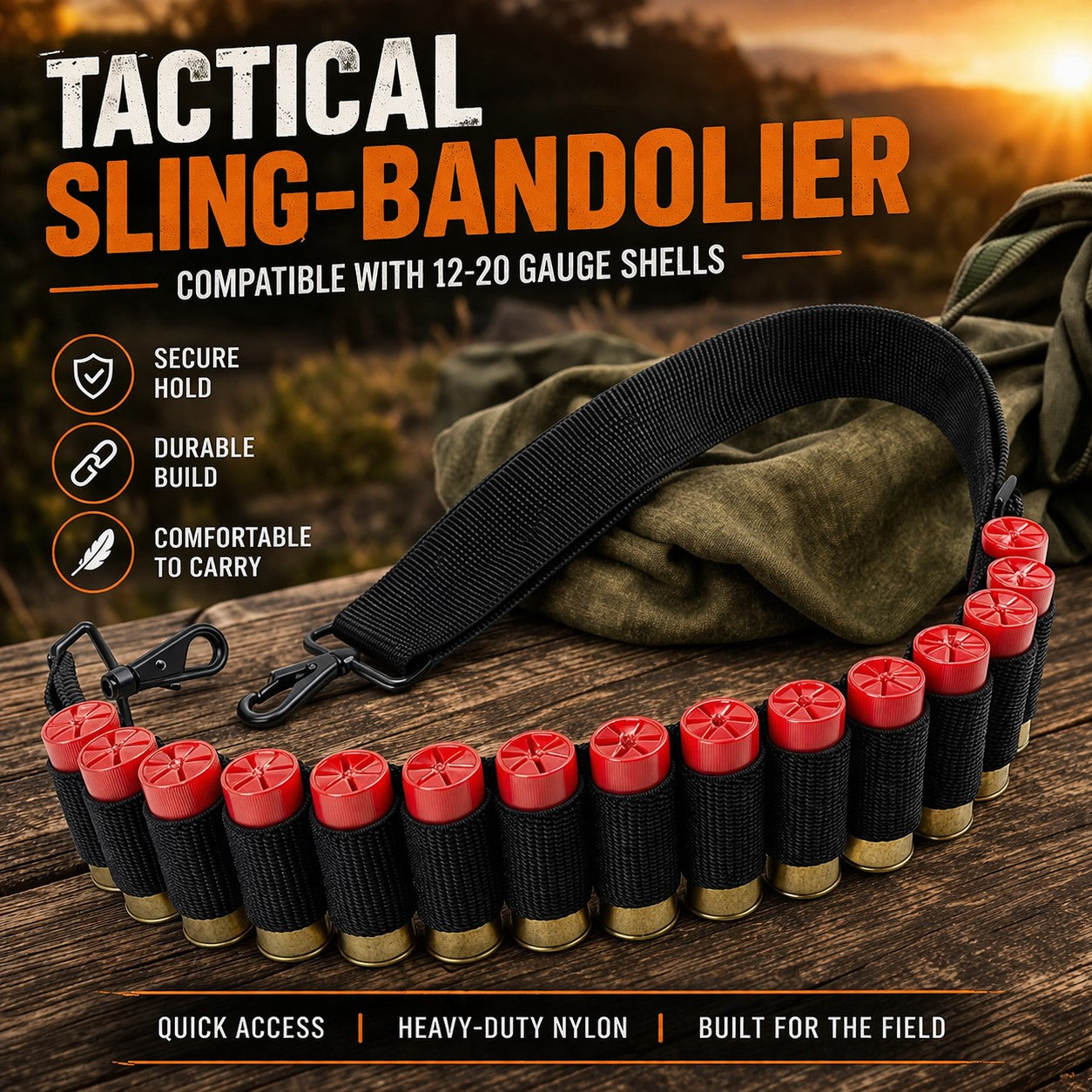 15 Round Shotgun Bandolier Sling Compatible With Winchester SXP Defender – 2 Point Shoulder Sling
