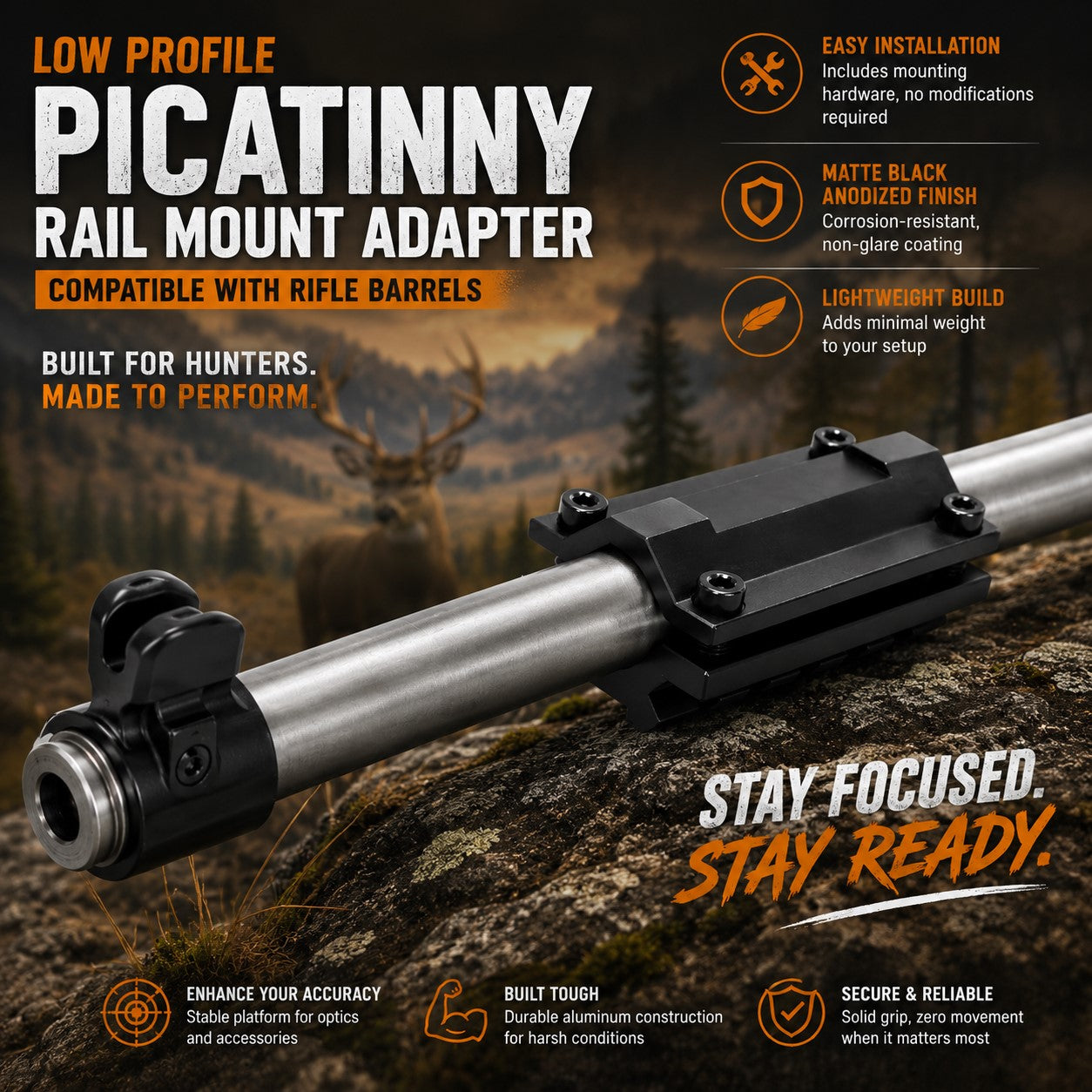 TRINITY Low Profile Picatinny Rail Mount Adapter Compatible With Ruger 10/22