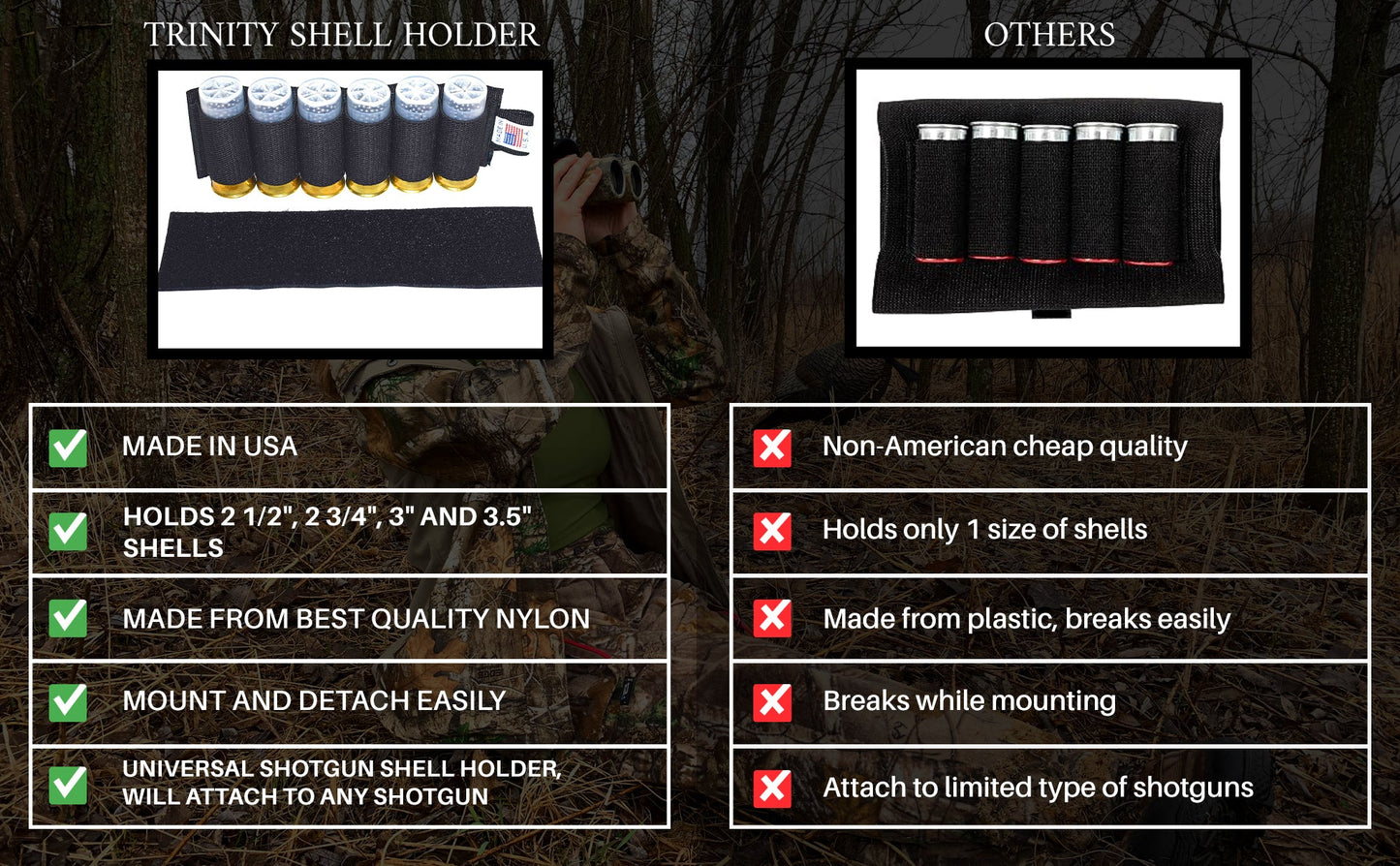Benelli nova 12 gauge Shells Carrier Hunting Accessory Holder Tactical Shell Pouch Shell Round slug Carrier Reload. - TRINITY SUPPLY INC