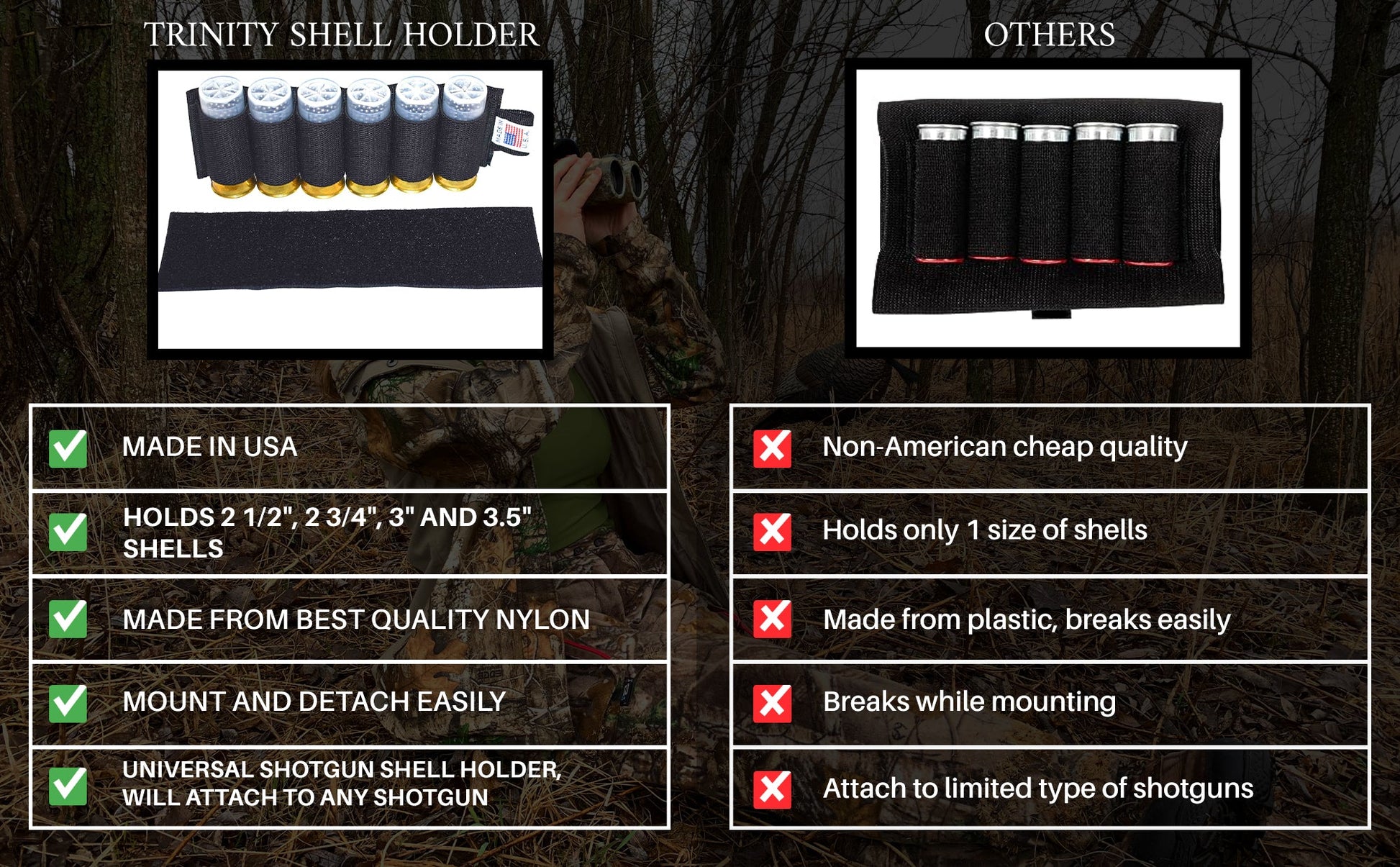 Benelli nova 12 gauge Shells Carrier Hunting Accessory Holder Tactical Shell Pouch Shell Round slug Carrier Reload. - TRINITY SUPPLY INC