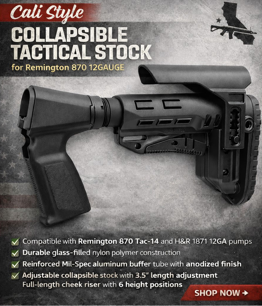 Cali Style Collapsible Tactical Stock for Remington 870 12 Gauge