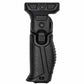 A black tactical pistol grip accessory with a textured grip and molded controls, shown vertically on a plain white background.