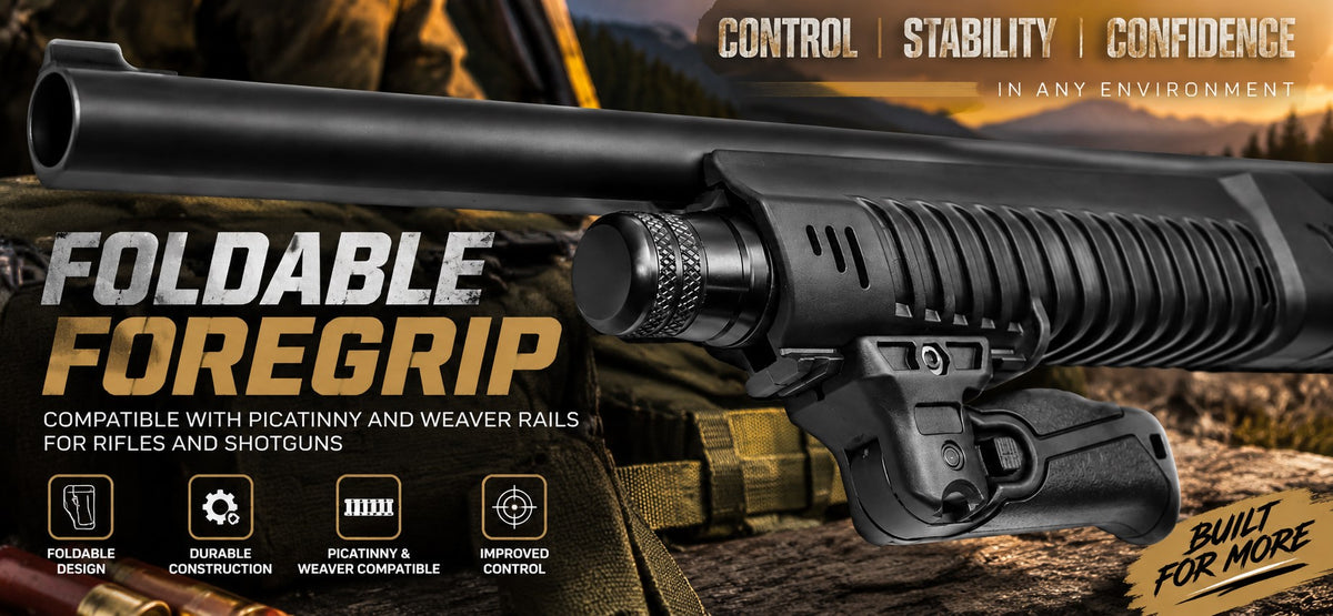 Foldable Foregrip Compatible with Black Aces FD12 Picatinny Rail Black
