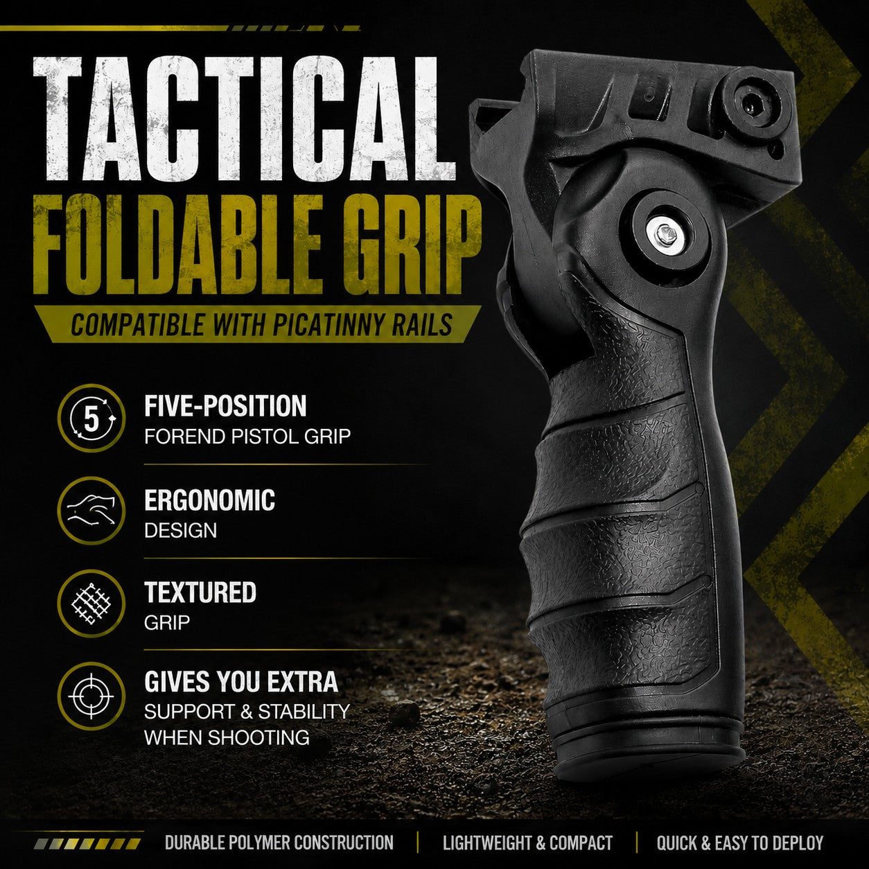 Folding Foregrip Picatinny Weaver Rail Tactical Grip
