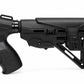 TRINITY Fury Style black 6-position adjustable stock for Mossberg 500 12 Gauge with ergonomic polymer grip, aluminum buffer tube, raised cheek support and rubber recoil pad.