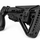 TRINITY Fury Style black 6-position adjustable stock for Mossberg 500 12 Gauge with ergonomic polymer grip, aluminum buffer tube, raised cheek support and rubber recoil pad.