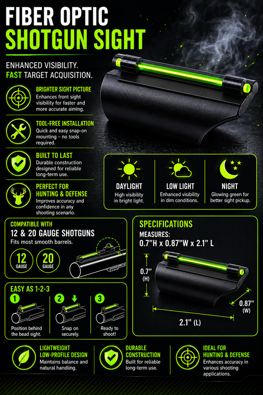 Tactical Fiber Optic Front Sight for Mossberg Maverick 88 – High-Visibility Snap-On Bead Sight