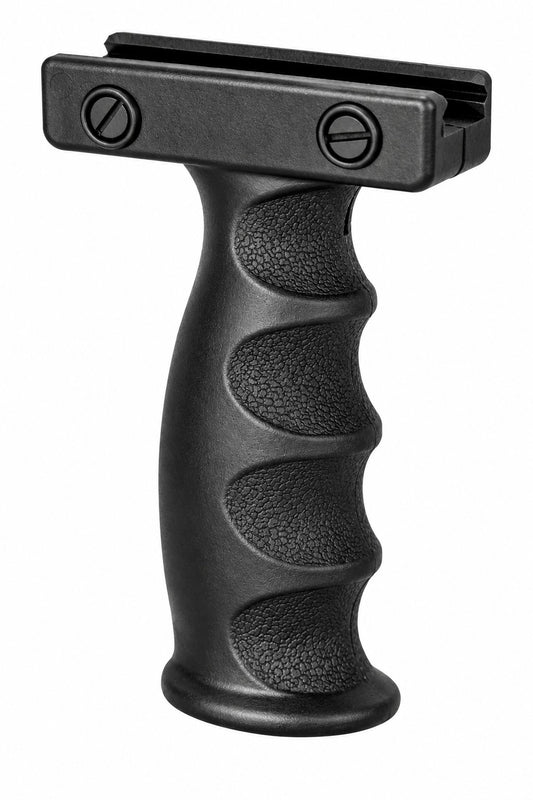 tactical vertical grip black for rifles and shotguns in a white background.