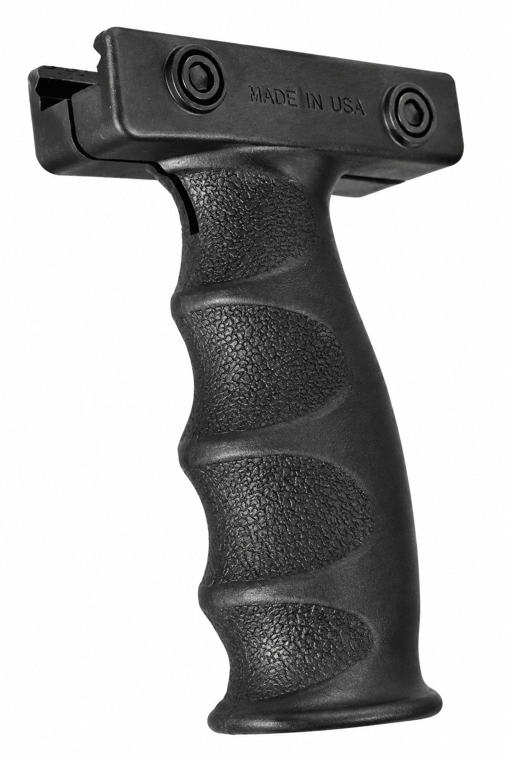 tactical vertical grip black for rifles and shotguns in a white background.